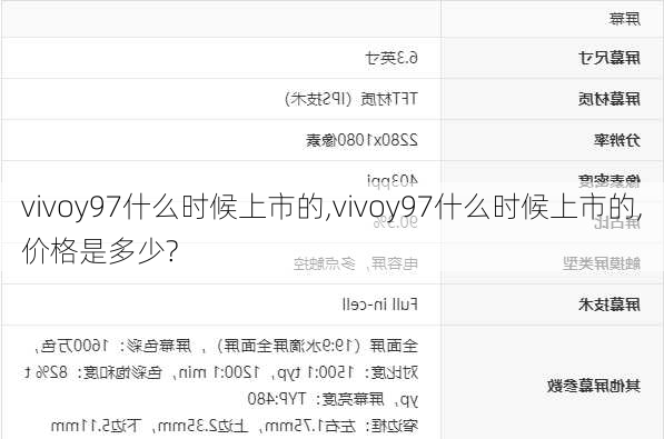 vivoy97什么时候上市的,vivoy97什么时候上市的,价格是多少?